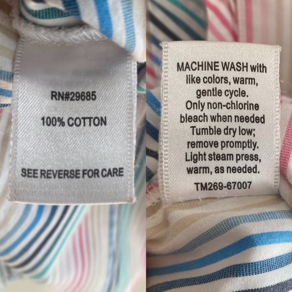 Pendleton Multicolor Striped Long Sleeve Blouse Size 16 Ruffle Trim Candy Pastel - Picture 6 of 9